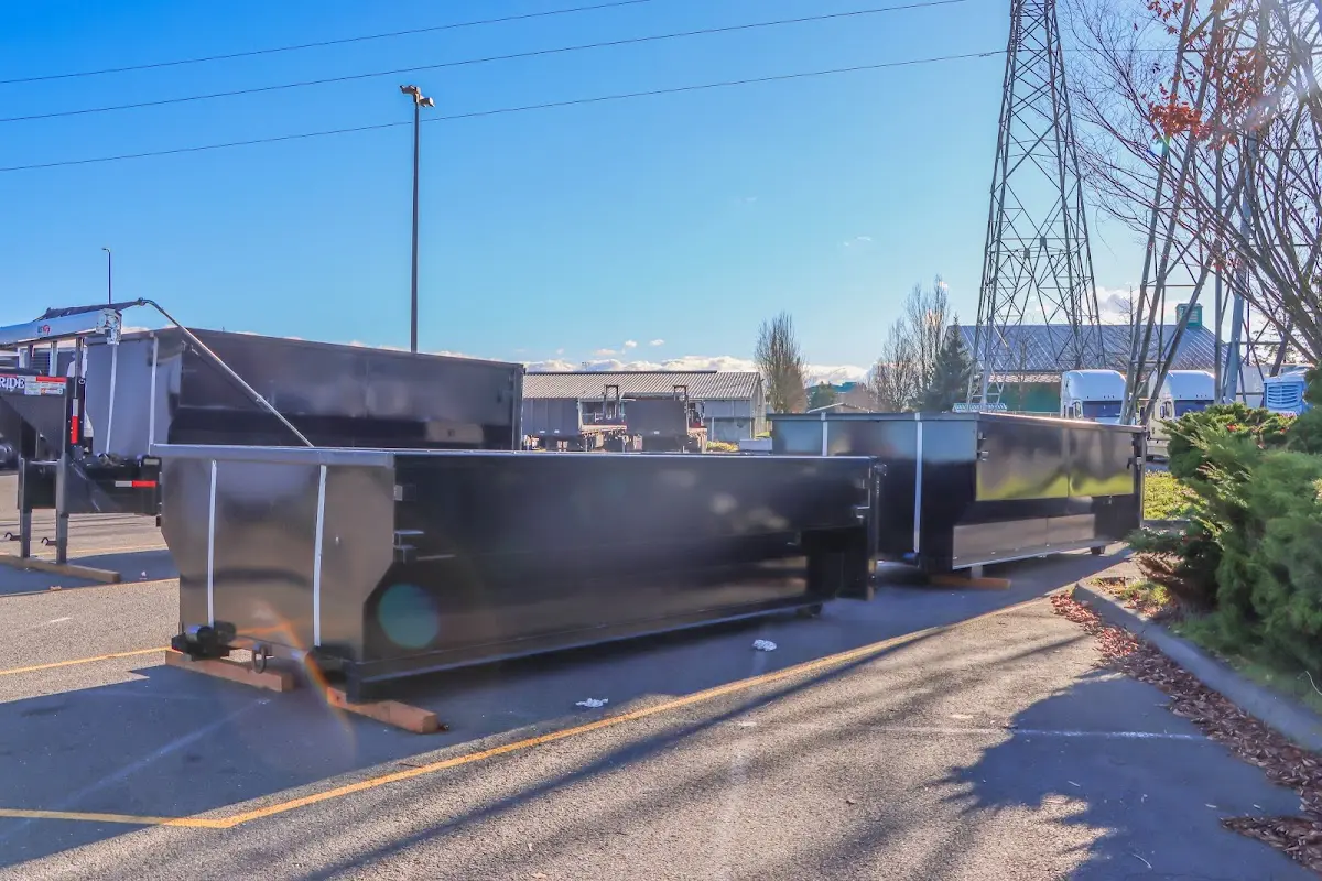 Roll-off dumpster ready for waste disposal at job site for Roll Off Dumpster Rental in Anderson Creek
